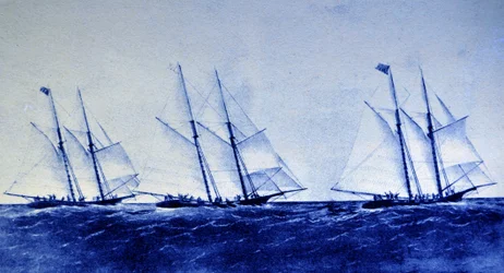 Das große Ozean-Yacht-Rennen zwischen der Henrietta, Fleetwing & Vesta